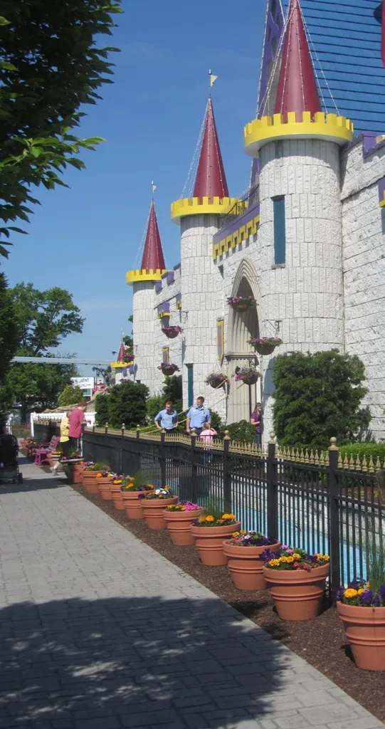 Daytime view of the castle entrance at Dutch Wonderland in Lancaster, Pennsylvania, photographed May 12, 2012